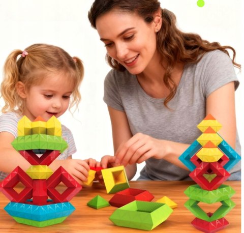 KLOCKI Konstrukcyjne Geometryczne MONTESSORI Figury Piramida 45 el. Prezent