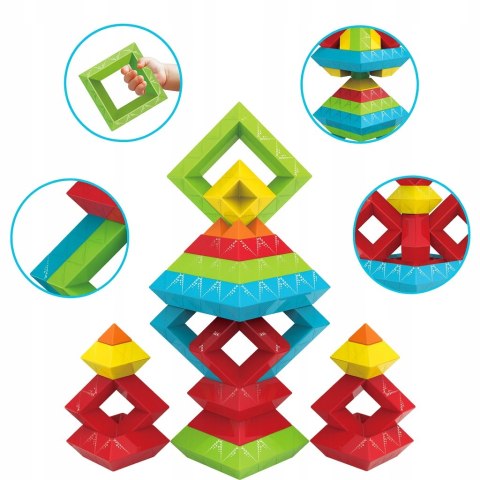 KLOCKI Konstrukcyjne Geometryczne MONTESSORI Figury Piramida 45 el. Prezent