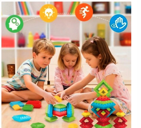 KLOCKI Konstrukcyjne Geometryczne MONTESSORI Figury Piramida 45 el. Prezent
