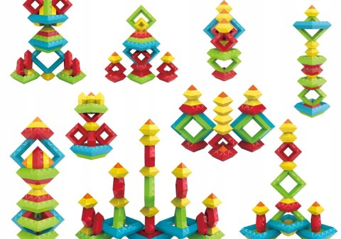 KLOCKI Konstrukcyjne Geometryczne MONTESSORI Figury Piramida 45 el. Prezent