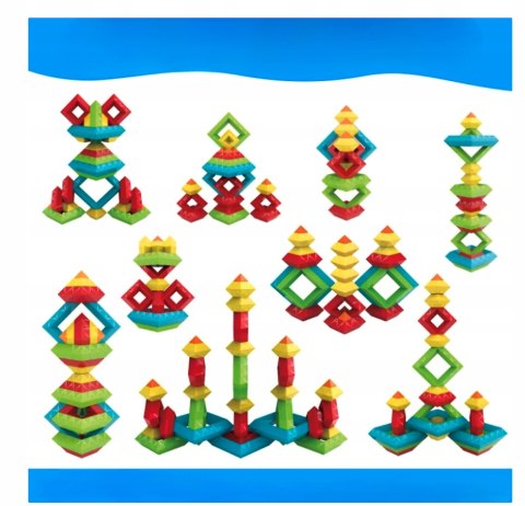 KLOCKI Konstrukcyjne Geometryczne MONTESSORI Figury Piramida 45 el. Prezent