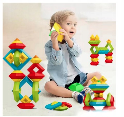 KLOCKI Konstrukcyjne Geometryczne MONTESSORI Figury Piramida 45 el. Prezent