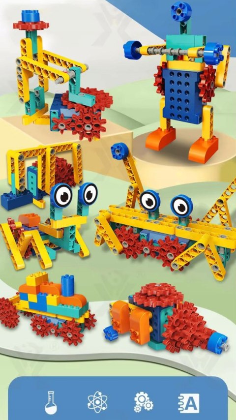 KLOCKI Konstrukcyjne STEAM 344 el. Zestaw 2 Silniki Ruszające Się Kreatywne