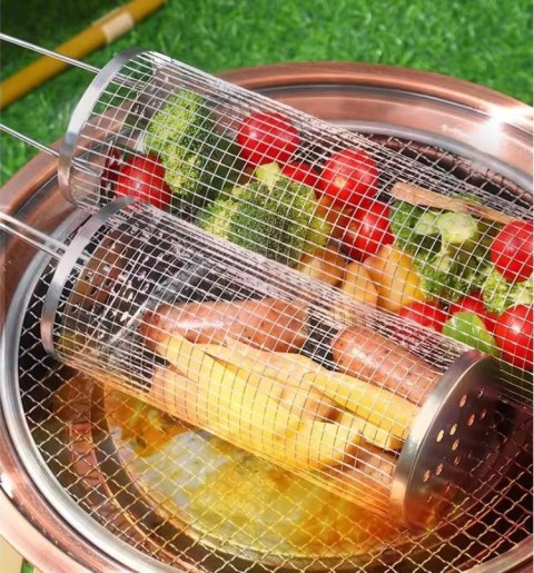 Kosz Do Grillowania Warzyw Frytek RUSZT Siatka Obrotowa 30 x 9,3 cm