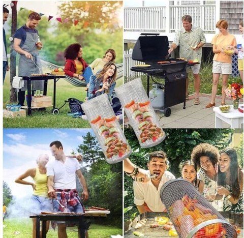 Kosz Do Grillowania Warzyw Frytek RUSZT Siatka Obrotowa 30 x 9,3 cm