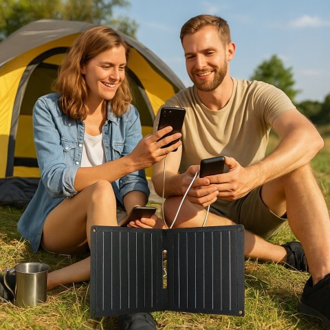 ŁADOWARKA SOLARNA DO TELEFONU 15W PANEL SŁONECZNY TURYSTYCZNY SKŁADANY USBC