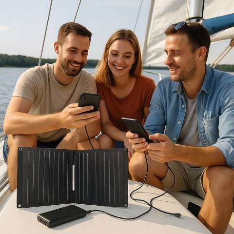 ŁADOWARKA SOLARNA DO TELEFONU 15W PANEL SŁONECZNY TURYSTYCZNY SKŁADANY USBC