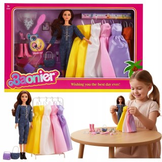 Lalka Zestaw z Akcesoriami Sukienki Torebki Buty Dodatki IDEALNY Prezent