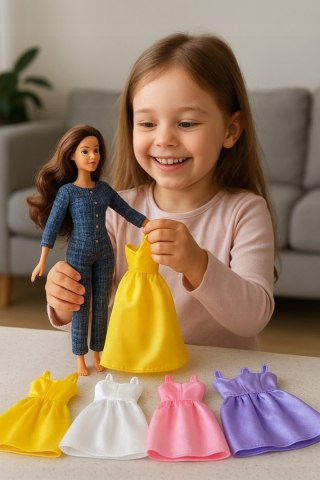 Lalka Zestaw z Akcesoriami Sukienki Torebki Buty Dodatki IDEALNY Prezent