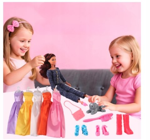 Lalka Zestaw z Akcesoriami Sukienki Torebki Buty Dodatki IDEALNY Prezent