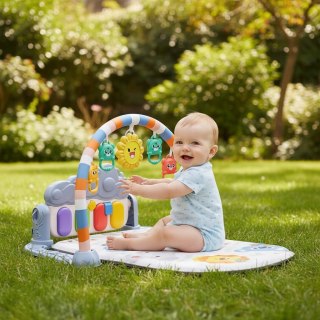 MATA Edukacyjna Interaktywna z Pianinkiem Muzyczna Gryzaki Grzechotki SZARA