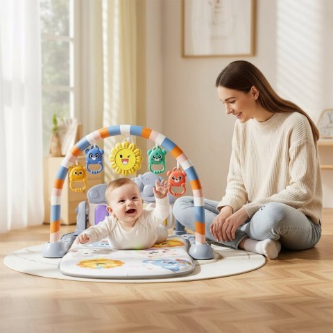 MATA Edukacyjna Interaktywna z Pianinkiem Muzyczna Gryzaki Grzechotki SZARA