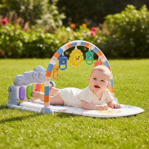 MATA Edukacyjna Interaktywna z Pianinkiem Muzyczna Gryzaki Grzechotki SZARA