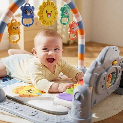 MATA Edukacyjna Interaktywna z Pianinkiem Muzyczna Gryzaki Grzechotki SZARA