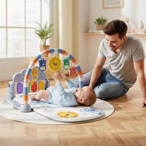 MATA Edukacyjna Interaktywna z Pianinkiem Muzyczna Gryzaki Grzechotki SZARA