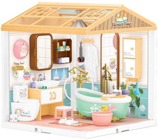 MINIATUROWY Domek dla Lalek 3D Łazienka Światełka DIY do Złożenia 105 el.