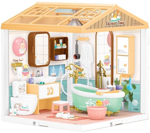 MINIATUROWY Domek dla Lalek 3D Łazienka Światełka DIY do Złożenia 105 el.