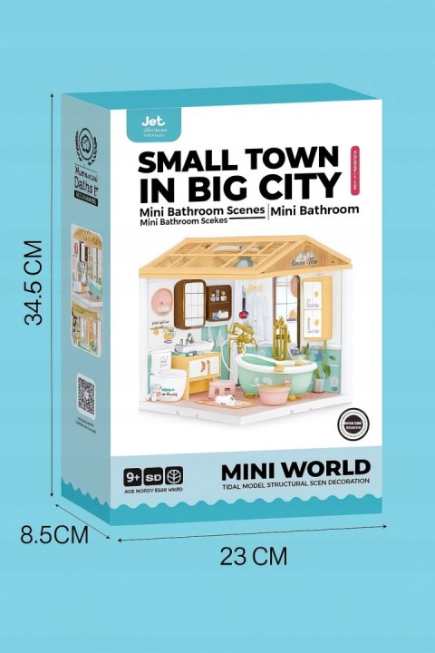 MINIATUROWY Domek dla Lalek 3D Łazienka Światełka DIY do Złożenia 105 el.