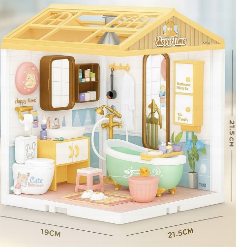 MINIATUROWY Domek dla Lalek 3D Łazienka Światełka DIY do Złożenia 105 el.