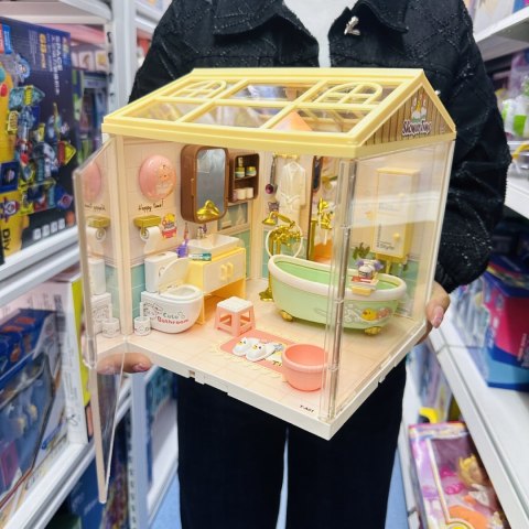 MINIATUROWY Domek dla Lalek 3D Łazienka Światełka DIY do Złożenia 105 el.