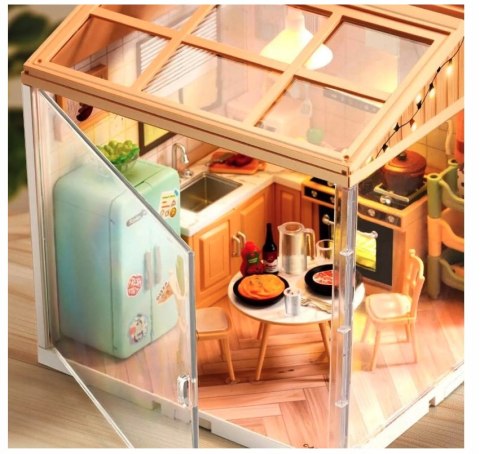 MINIATUROWY Domek dla Lalek KUCHNIA Model 3D DIY do Złożenia 125 el. Lampki