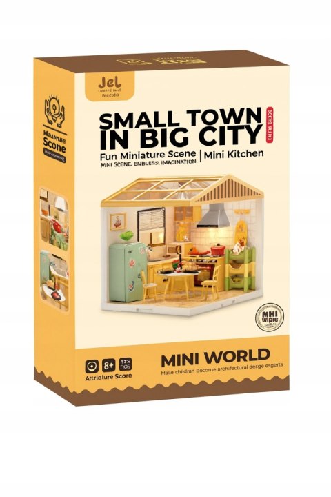 MINIATUROWY Domek dla Lalek KUCHNIA Model 3D DIY do Złożenia 125 el. Lampki