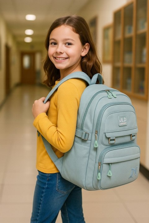 PLECAK Szkolny Młodzieżowy Niebieski Wodoodporny Wielokomorowy 30L Duży