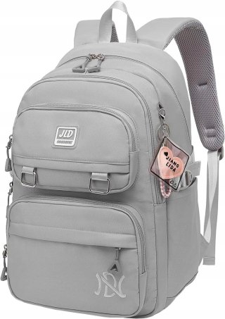 PLECAK Szkolny Młodzieżowy Szary Wodoodporny Wielokomorowy 30L Modny Duży