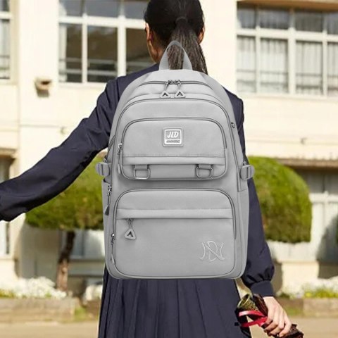 PLECAK Szkolny Młodzieżowy Szary Wodoodporny Wielokomorowy 30L Modny Duży