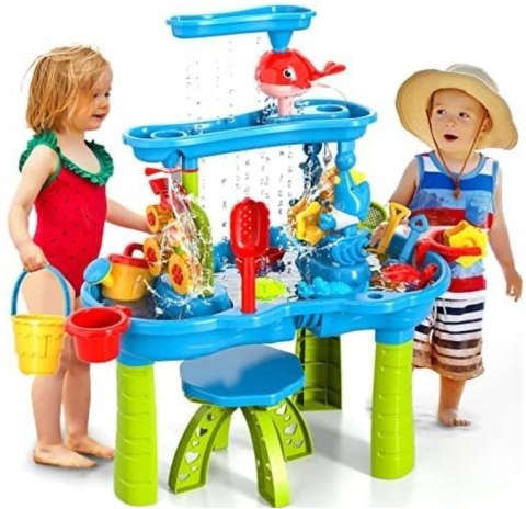 Stolik Wodny Piaskownica Do Piasku Wody Wiaderko Dla Dzieci i Krzesełko
