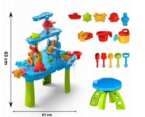 Stolik Wodny Piaskownica Do Piasku Wody Wiaderko Dla Dzieci i Krzesełko