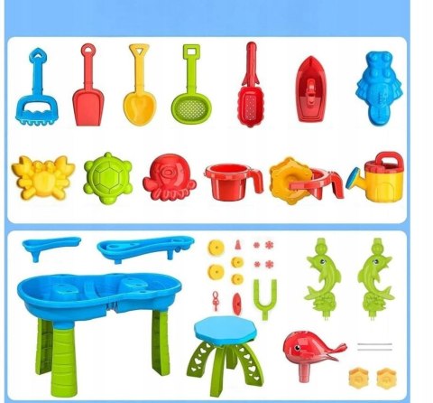 Stolik Wodny Piaskownica Do Piasku Wody Wiaderko Dla Dzieci i Krzesełko