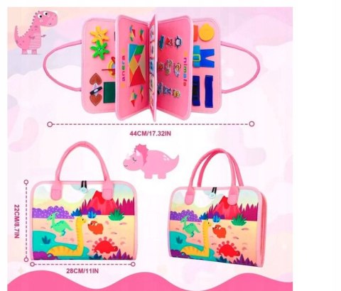 TABLICA Manipulacyjna Sensoryczna MONTESSORI Zegar Walizka Materiałowa 8w1