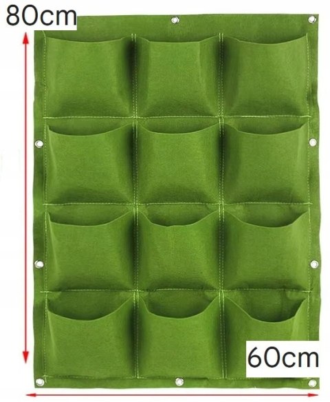 WISZĄCY Ogród DONICZKI NA Kwiaty Zioła Przyprawy 12 KIESZENI Filc 80x60cm