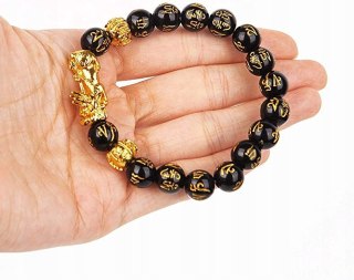Bransoletka FENG SHUI Koraliki Symbol Szczęścia i Bogactwa Na Gumce