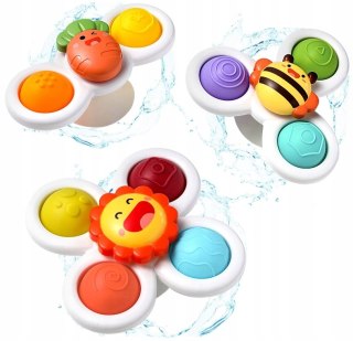 FIDGET SPINNER Z Przyssawką Sensoryczny Obrotowy Grzechotka Kąpiel 3 Sztuki