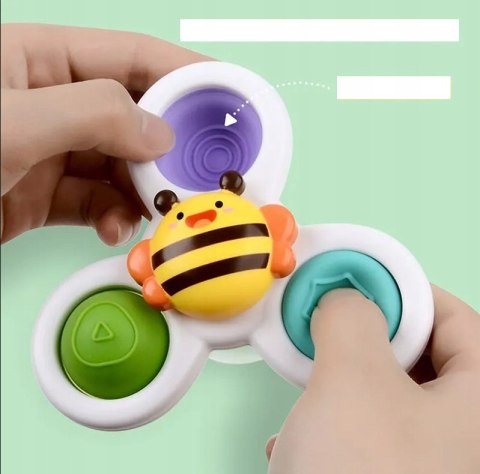 FIDGET SPINNER Z Przyssawką Sensoryczny Obrotowy Grzechotka Kąpiel 3 Sztuki