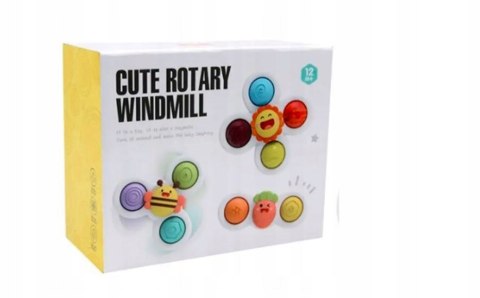 FIDGET SPINNER Z Przyssawką Sensoryczny Obrotowy Grzechotka Kąpiel 3 Sztuki