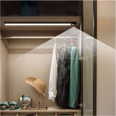 LAMPA LED Z Czujnikiem Ruchu Do Szafy Nocna Akumulator USB Na Magnes 60cm