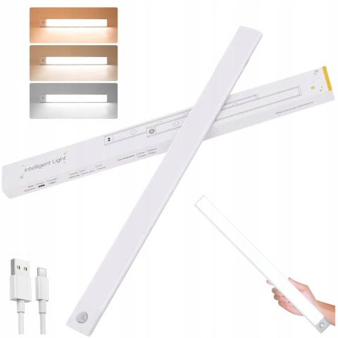 LAMPA LED Z Czujnikiem Ruchu Do Szafy Nocna Akumulator USB Na Magnes 60cm