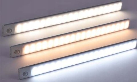 LAMPA LED Z Czujnikiem Ruchu Do Szafy Nocna Akumulator USB Na Magnes 60cm