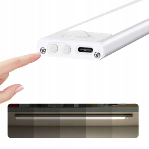LAMPA LED Z Czujnikiem Ruchu Do Szafy Nocna Akumulator USB Na Magnes 60cm