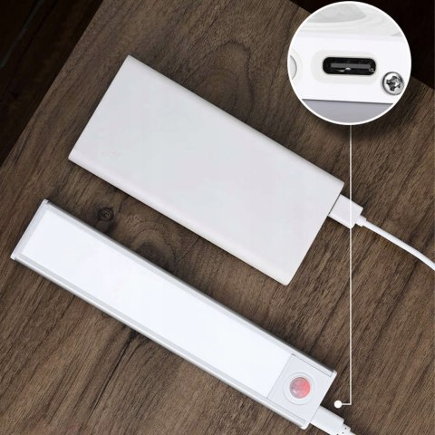 LAMPA LED Z Czujnikiem Ruchu Do Szafy Nocna Akumulator USB Na Magnes 60cm