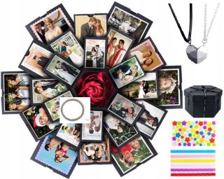 PUDEŁKO Niespodzianka Exploding Box DZIEŃ KOBIET Prezent + Naszyjnik Damski