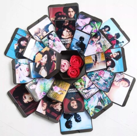 PUDEŁKO Niespodzianka Exploding Box DZIEŃ KOBIET Prezent + Naszyjnik Damski