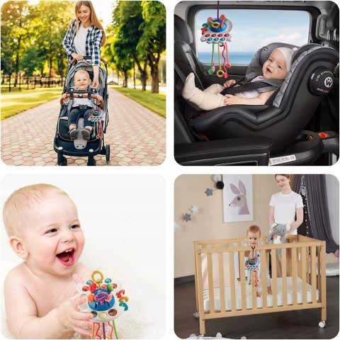 Zabawka Sensoryczna Sznurki Gryzak Montessori Pop Dla Niemowlaka Grzechotka
